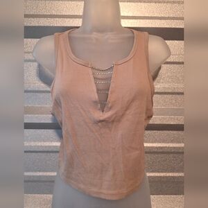 Garage Tan Chain Accent Crop Top